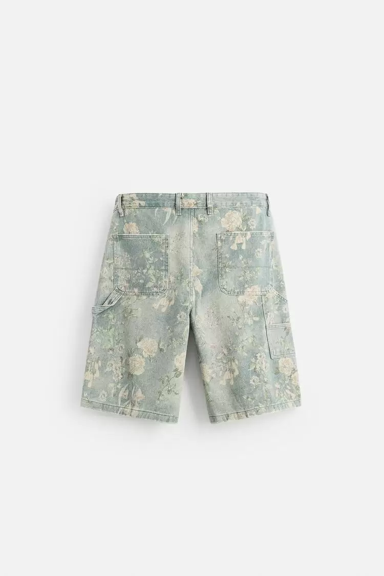 FLORAL PRINT CARPENTER POCKET BERMUDA SHORTS - Image 3