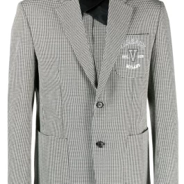 Versace embroidery houndstooth blazer