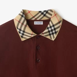 Check Collar Cotton Polo Shirt