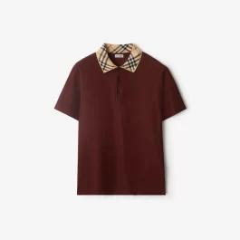 Check Collar Cotton Polo Shirt