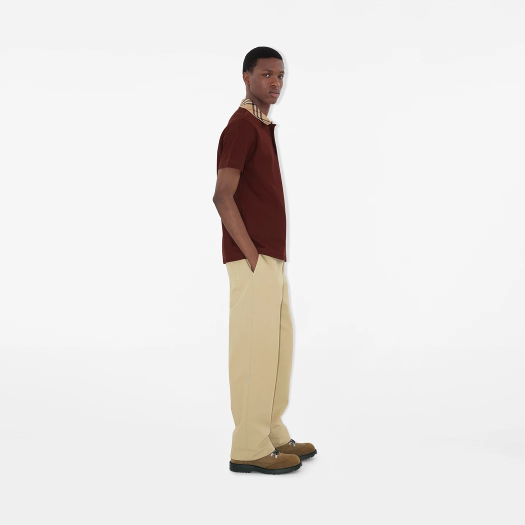 Check Collar Cotton Polo Shirt - Image 4