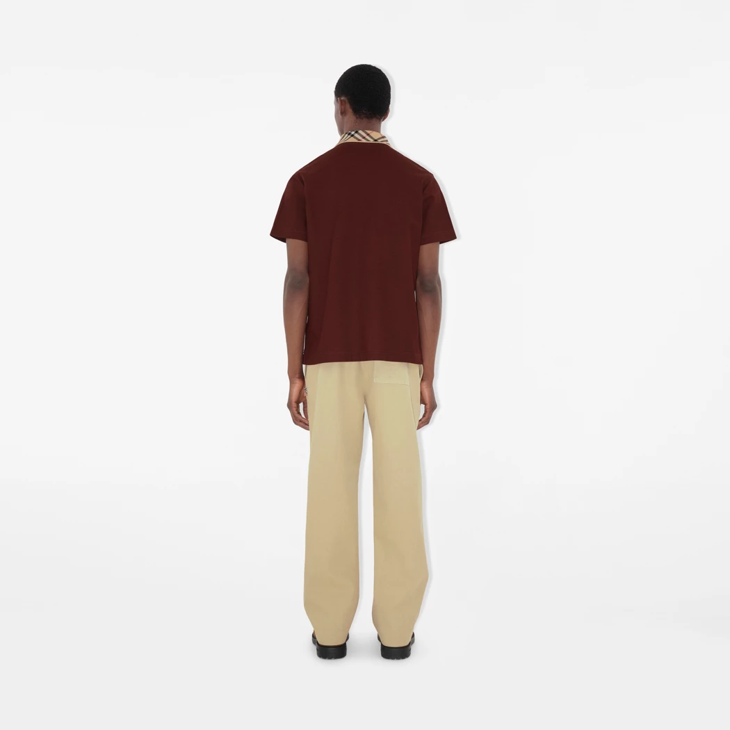 Check Collar Cotton Polo Shirt - Image 3