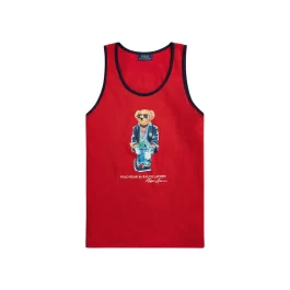 Polo Ralph Lauren Men’s Red Sleeveless Knit Regatta Bear Jersey Tank Top