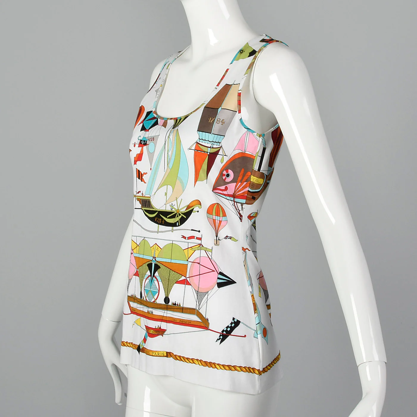 2000s Hermes Airship Print Tank Top - Image 2