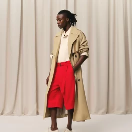 Red Wool Cargo Bermuda Short