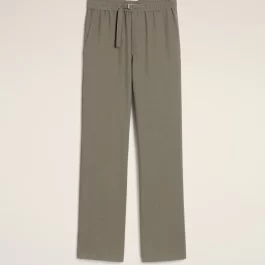 Taupe Wool Straight Fit Elasticated Trousers