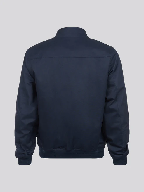 Mens Cotton Twill Harrington Jacket in Dark Sapphire Navy / Haute Red DHM - Image 3