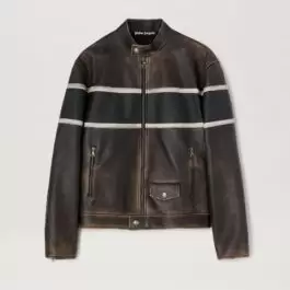 CRYSTAL PIN UP LEATHER BIKER BROWN – OFF