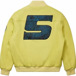 Sp5der Leather Logo Bomber Jacket