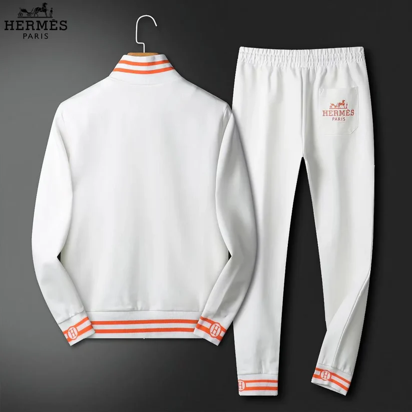 HERMES || Men Black/White Tipped Detail Tracksuit - Image 2