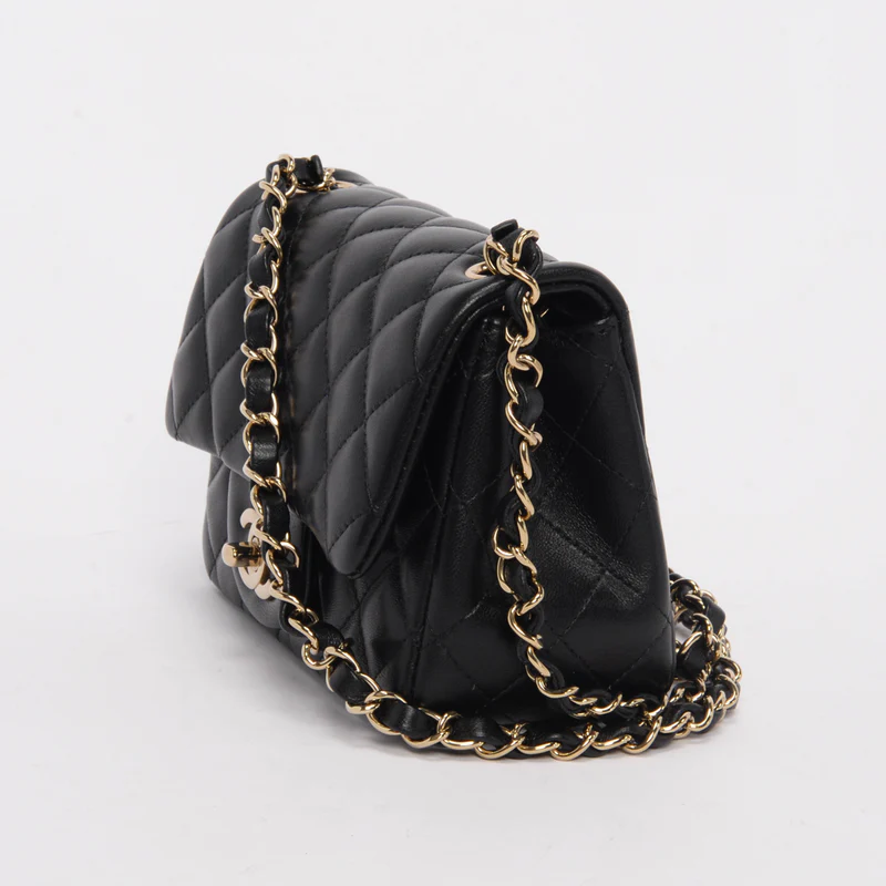 Chanel Black Quilted Lambskin Mini Square Flap Bag - Image 3