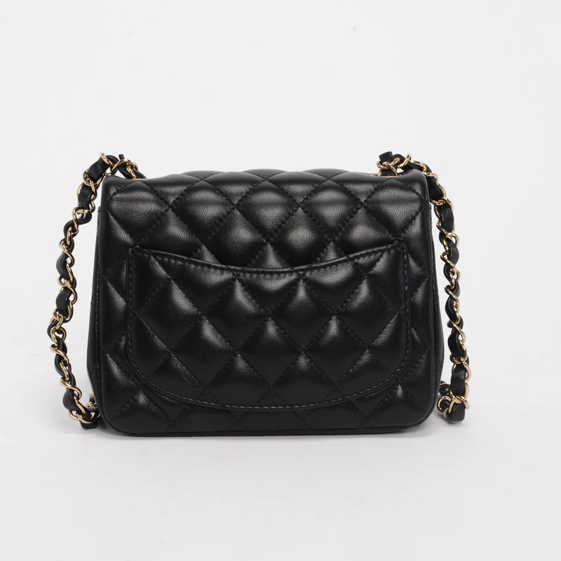 Chanel Black Quilted Lambskin Mini Square Flap Bag - Image 2